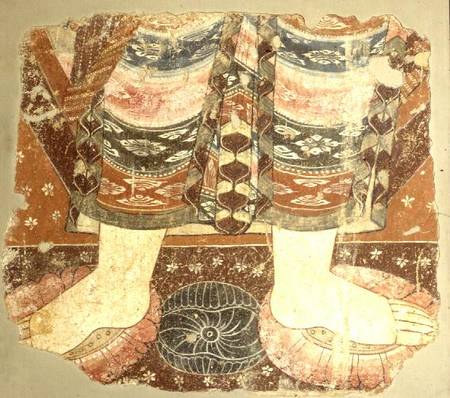 Fragment showing the Bodhisattva robe and feet (wall painting)Balawaste from Anonymous