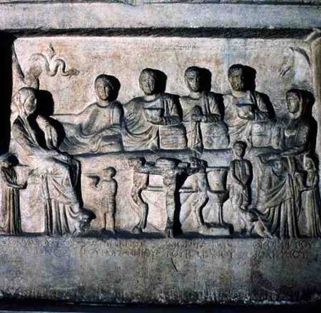 Funeral banquet scene from a stela relief Greek from Anonymous