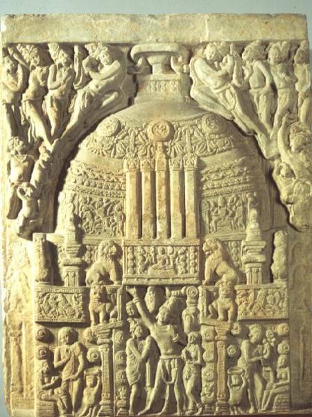 Greenish limestone carving of a Buddhist stupa, Nagarjunakonda,AP from Anonymous