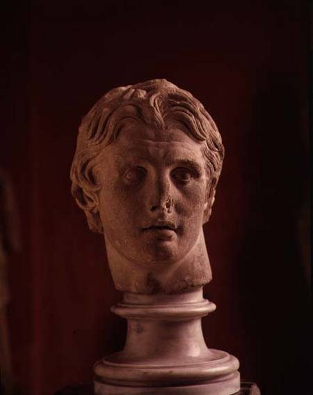 Head of Alexander the Great, found at Pergamum,marble from Anonymous
