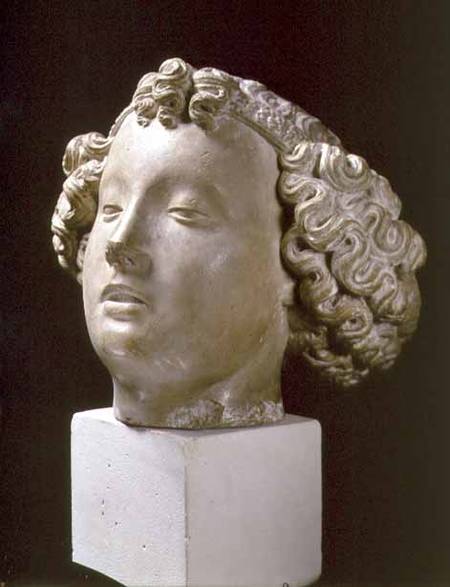 Head of an Angel, front view,fragment from a statue from Anonymous