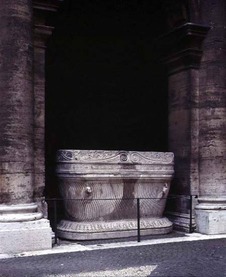 The inner courtyard detail of the original sarcophagus from the tomb of Cecilia Metella from Anonymous