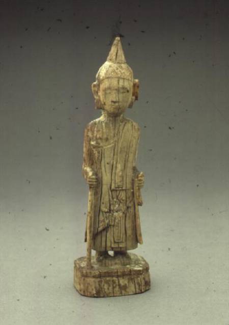 Ivory figure of the Penitent Buddha, walking and holding a staff,Burmese from Anonymous