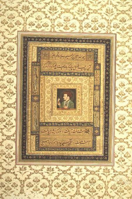 Jahangir holding a picture of the Madonna, inscribed in Persian: Jahangir Shah,Moghul from Anonymous