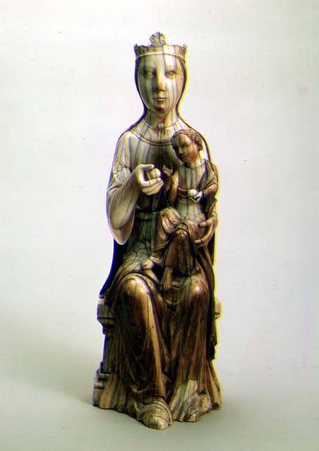 Madonna and Child, ivory statue,French from Anonymous