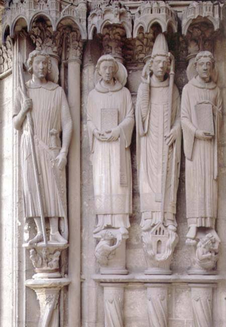 Four martyr saintscolumn figures from the west door of the south portal from Anonymous