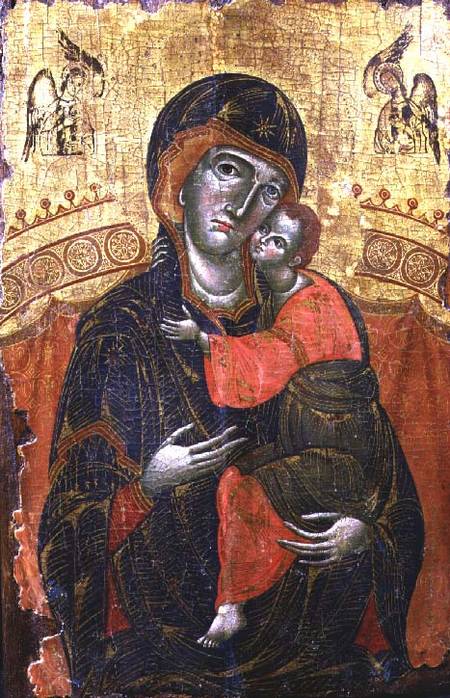 The Mother of God of Tenderness (Eleousa) enthroned, icon, Yugoslavian,from Dalmatia from Anonymous