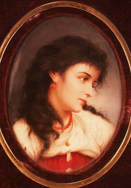 An Oval Continental Plaque of a Young Woman (porcelain) from Anonymous
