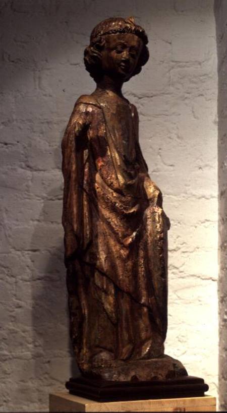 Polychrome walnut figure of St. Michael from Anonymous