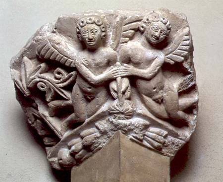 Relief of Two Angels Holding a GarlandEgyptian Coptic Period from Anonymous