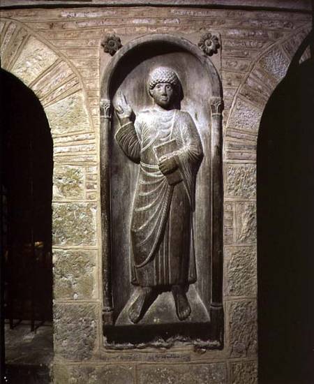 Relief of a man dressed in a toga holding a bookfrom the ambulatory from Anonymous