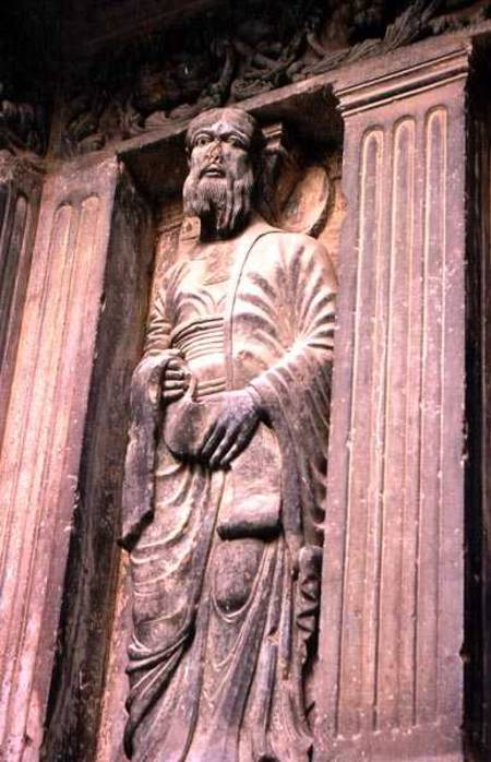 Relief sculpture of an apostle on the facade of St. Gilles Abbey from Anonymous