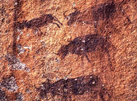 Rock painting depicting animals from Anonymous