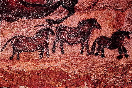 Rock painting of tarpans (ponies) from Anonymous