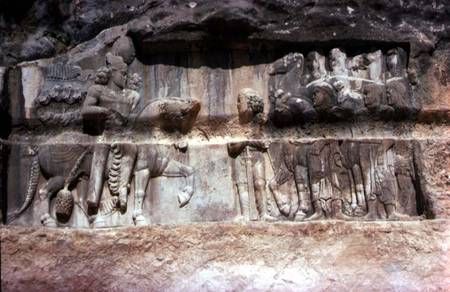 Rock relief depicting the Sassanian King Bahram II (276-93) and an Arab tribe from Anonymous