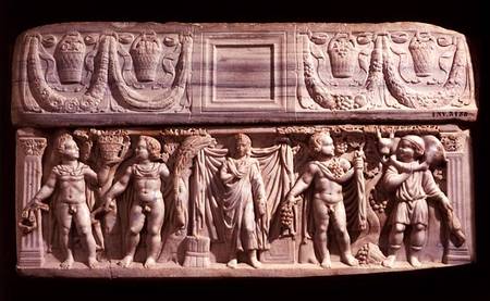 Sarcophagus depicting the deceased and the four seasons, from Carthage,Roman from Anonymous