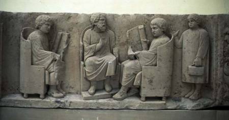 School scene, from Neumagen,Roman relief panel from Anonymous