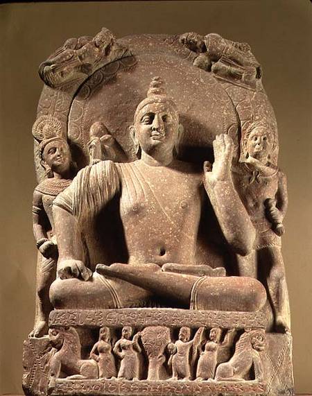 Seated Bodhisattva, carved red sandstone, Mathura,UP from Anonymous
