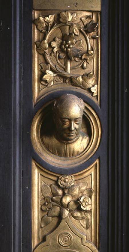 Self portrait of the sculptor Lorenzo Ghiberti (1378-1455) a roundel from the frame of the Gates of from Anonymous