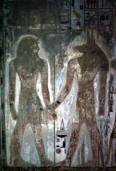 Seti I (1303-1290 BC) and Anubis in the Tomb of SetiDynasty XIX New Kingdom from Anonymous