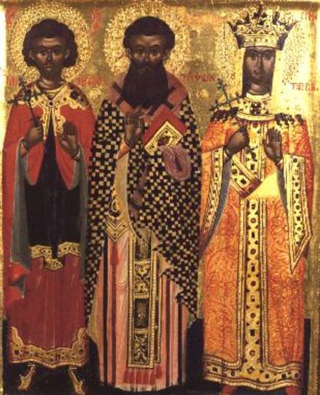 SS. Mercurios, Tryphon and Katherine,icon from the Ionian Isles from Anonymous