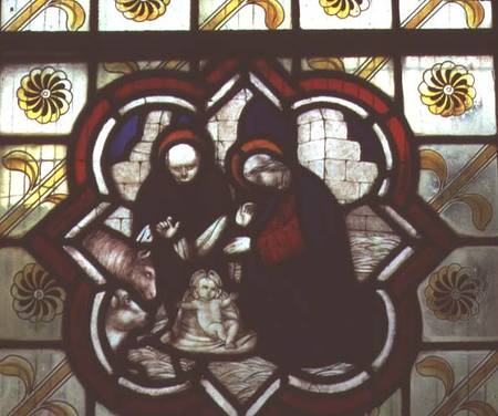 Stained glass windowdetail of a Nativity scene from Anonymous