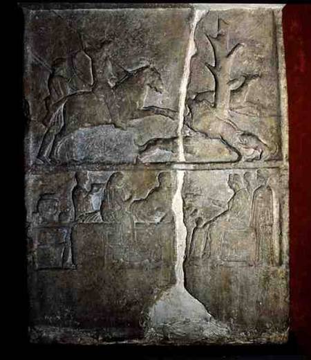 Stela relief depicting a wild boar hunt from Anonymous