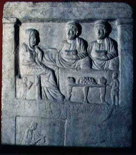 Stela Relief of a Funeral Banquet  with Greek inscription Asia Minor from Anonymous