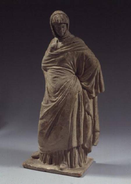 Stone female statuette, Boeotian, Tanagra,Hellenistic period from Anonymous
