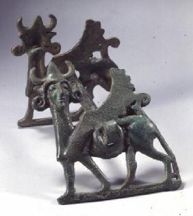 Cheekpiece of horse-bitdecorated with a sphinx