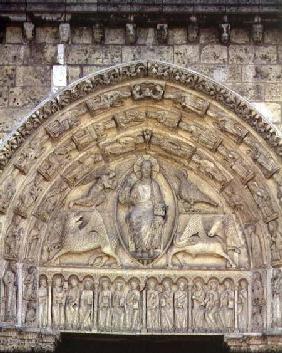 Christ in Majesty with the Evangelist Symbols and Apostles, tympanum, central door of the Royal Port