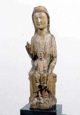Enthroned Madonna and Child, sculpture,Catalan