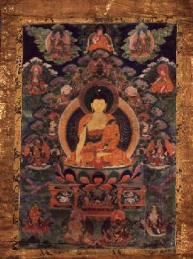 GQ122 Thangka of Shakyamuni Buddha with eleven figures