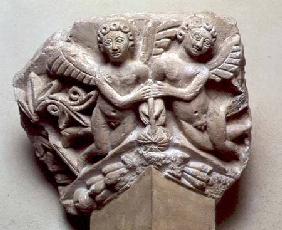 Relief of Two Angels Holding a GarlandEgyptian Coptic Period