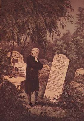 The Rev. John Wesley (1703-91) visiting his mother's grave