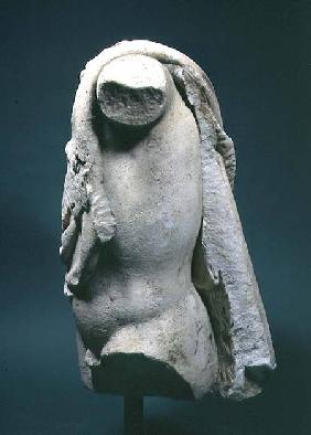 Roman marble torso of a satyr of faun (side view with skin draped over nearest shoulder)
