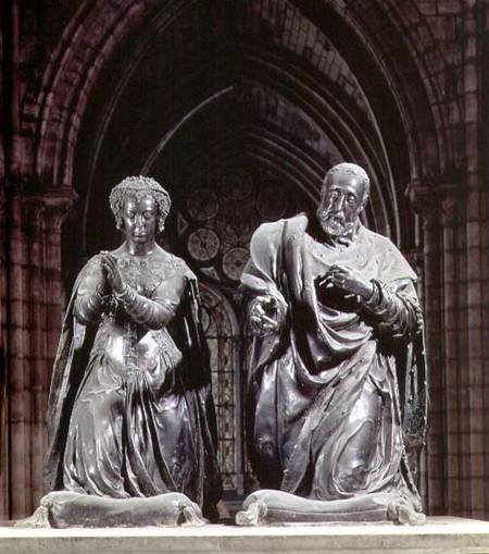 Tomb of Henri II (1519-59) and Catherine de Medici (1519-89) detail of the couple kneeling at prayer from Anonymous