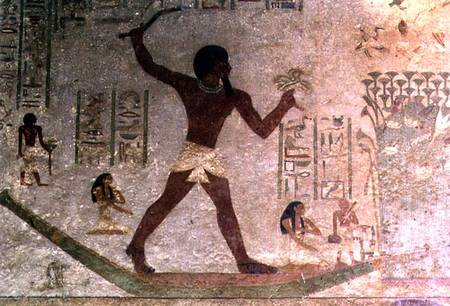 Wildfowling in the Marshes, detail from a wall painting in the tomb of Khnumhotep III, Egyptian,Old from Anonymous