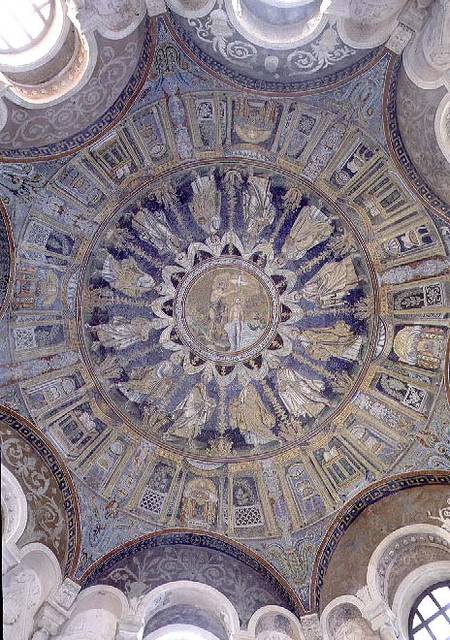 The Baptism of Christ surrounded by the Apostles, from the vault of the central dome from Anonymus