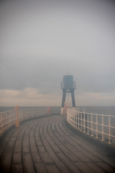 Whitby Harbour West Lighthouse in Mist from Ant Smith