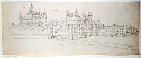 The Chapel and Gatehouse of Hampton Court, from 'The Panorama of London' from Anthonis van den Wyngaerde