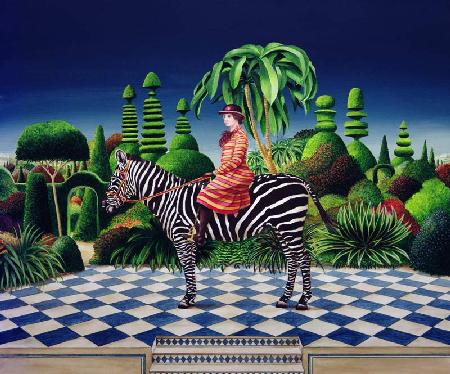 Lady on a Zebra, 1981 (acrylic on board) 