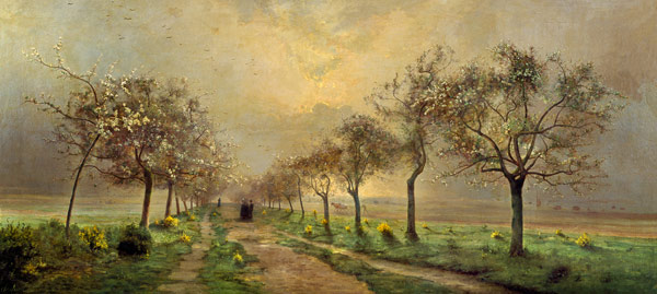 Blühende Obstbäume im Morgennebel from Antoine Chintreuil