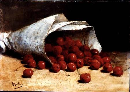 A spilled bag of cherries from Antoine Vollon