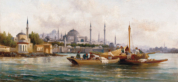 Handelsschiffe vor der Hagia Sophia, Istanbul. from Anton Schoth
