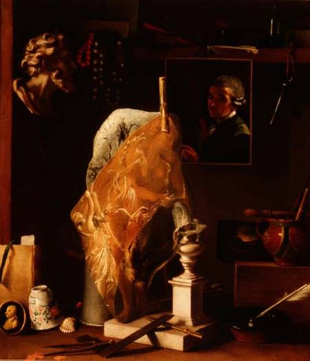 Still life of Objects with Self Portrait from Antonio Cioci or Ciocchi
