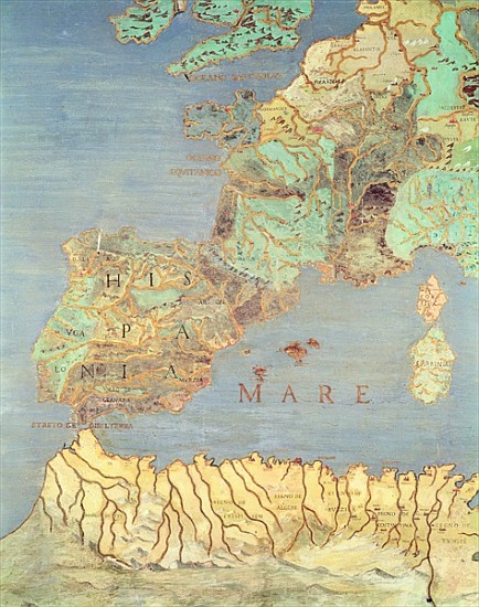Map of France, Spain and North-West Africa, from the ''Sala Del Mappamondo'' (Hall of the World Maps from Antonio Giovanni de Varese