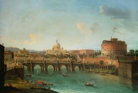 Ansicht von Rom mit dem Tiber, der Engelsburg und St. Peter