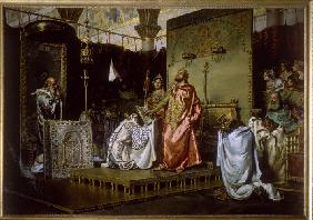 Conversion of Reccared to Catholicism at the Council III of Toledo, 589