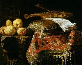 Still Life of Fruit and Musical Instruments